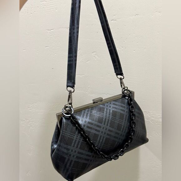Plaid Print Genuine Deer-hide Leather Purse/Push Lock Metal
Frame Shoulder Bag - Picture 10 of 16